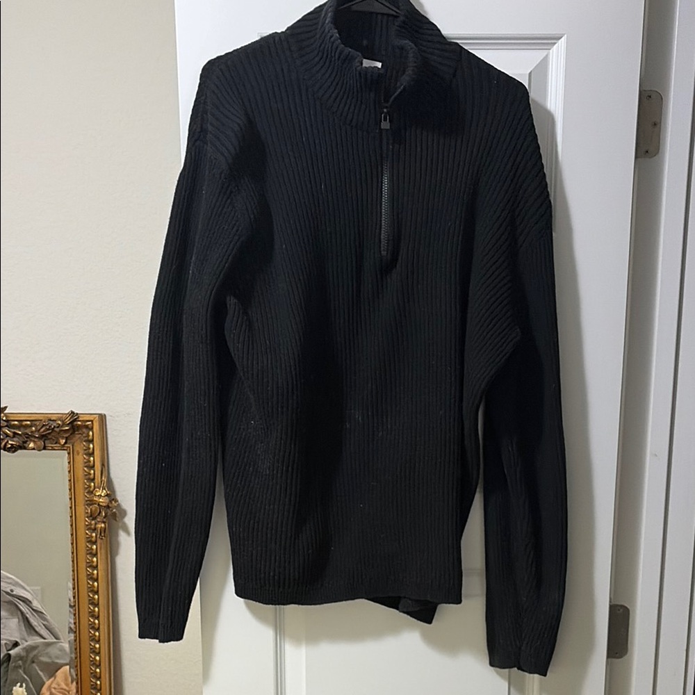 Men's Black Half-Zip Sweater